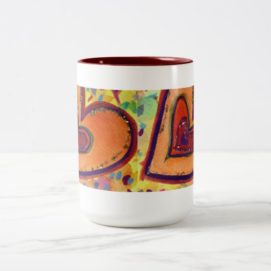 Happy Love Hearts Art Custom Coffee Mug (Centre)