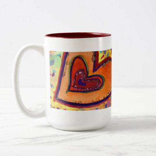 Happy Love Hearts Art Custom Coffee Mug (Gauche)