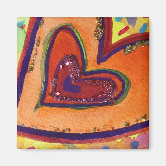 Happy Love Hearts Art Custom Fridge Magnet (Devant)