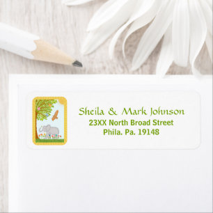 Happy Lucky Elephant Genieten Bloemen en Natuur Etiket