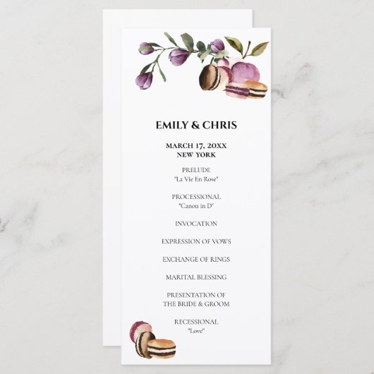 Happy Macaron | Elegant Violet Floral Modern Programma (Voorkant / Achterkant)