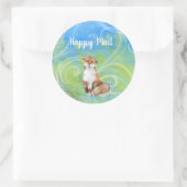 Happy Mail Glimlachende Bruine Vos Ronde Sticker (Tas)