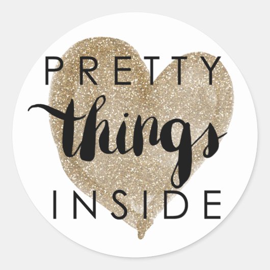 Happy Mail Gold Heart dingen Ronde Sticker (Voorkant)