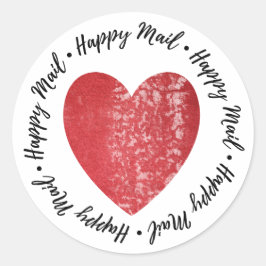 Happy Mail ・ Heart Stamp Red Ronde Sticker