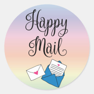 Happy mail klassieke ronde sticker
