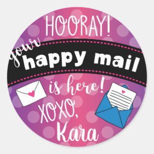 Happy mail klassieke ronde sticker