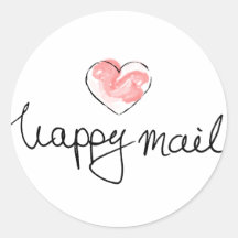 Happy mail rond autocollants d'affaires avec coeur