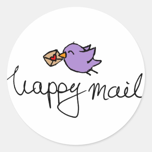 Happy mail rond autocollants d'affaires avec oisea (Devant)