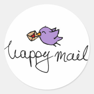 Happy mail-ronde-stickers met vogels ronde sticker