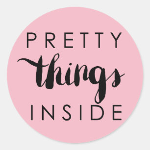 Happy Mail roze  dingen binnenin Ronde Sticker