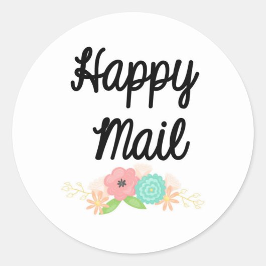 Happy Mail Sticker - design floral! ! (Devant)