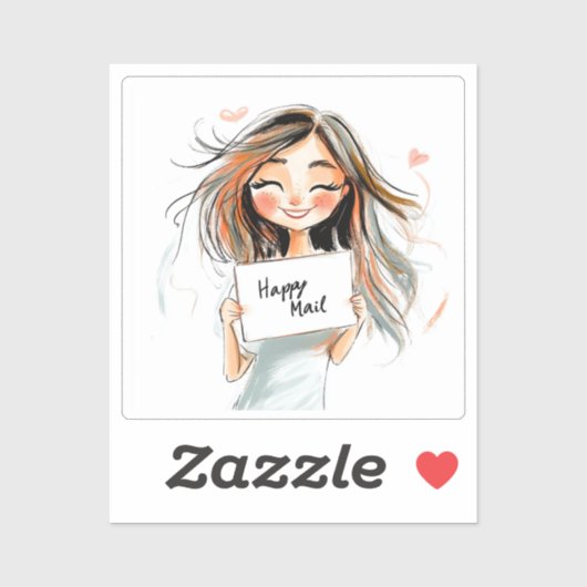 Happy Mail, vrouw Sticker (Vel)