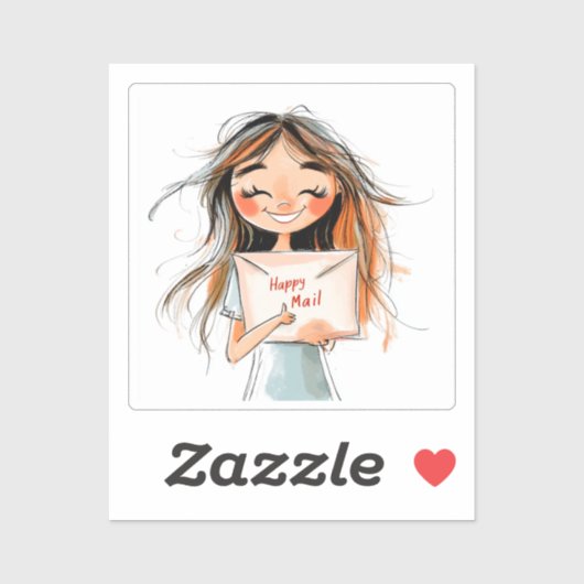 Happy Mail, vrouw Sticker (Vel)