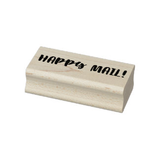 Happy Mail Wood en Rubber Stamp Rubberstempel