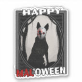 Happy Mal'obetween Belgium Malinois Halloween Sticker (Voorkant)