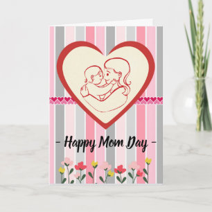 Happy Mam Day Moederdag met Stripes Flowers Ca Kaart