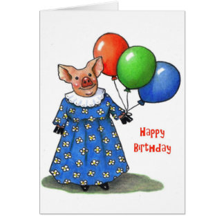 Happy Mama pig met ballonnen: Kleurpotlood