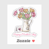 Happy mamans jour fleurs autocollant (Feuille)