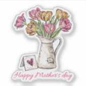 Happy mamans jour fleurs autocollant (Devant)