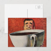 Happy Man Drink Giant Cup koffie Briefkaart (Voorkant / Achterkant)