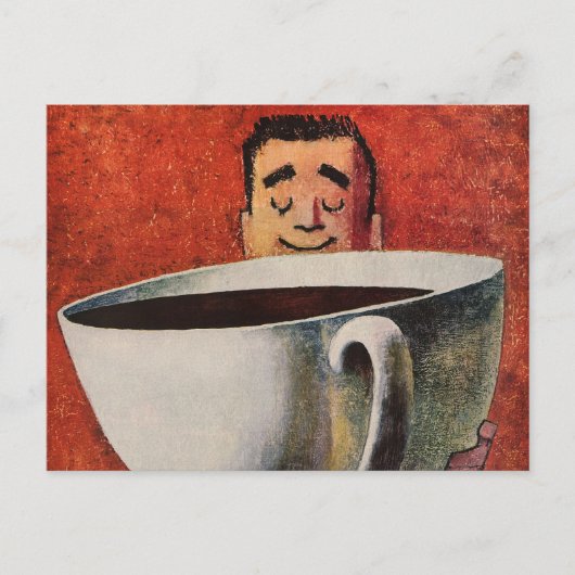 Happy Man Drink Giant Cup koffie Briefkaart (Voorkant)