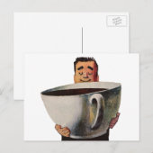 Happy Man Drink Giant Cup koffie Briefkaart (Voorkant / Achterkant)