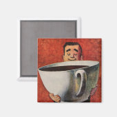  Happy Man Drink Giant Cup koffie Magneet (Voorkant / Achterkant)
