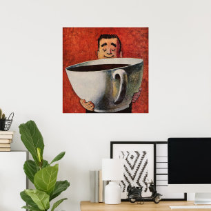 Happy Man Drink Giant Cup koffie Poster