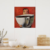 Happy Man Drink Giant Cup koffie Poster (Keuken)