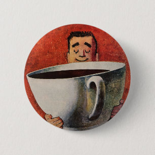 Happy Man Drink Giant Cup koffie Ronde Button 5,7 Cm