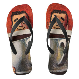  Happy Man Drink Giant Cup koffie Teenslippers