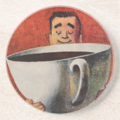 Happy Man Drink Giant Cup koffie Zandsteen Onderzetter (Voorkant)