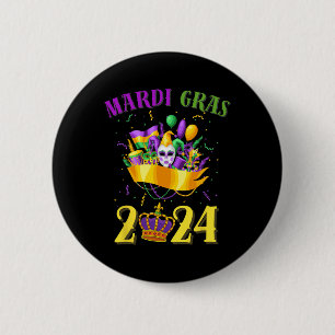 Happy Mardi Gras 2024 T-shirt Carnaval Mardi Gras Ronde Button 5,7 Cm