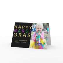 Happy Mardi Gras - Add Family PHOTO Card