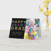 Happy Mardi Gras - AJOUTER Carte photo de famille (Fleur jaune)