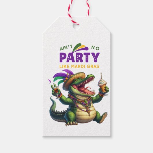 Happy Mardi Gras Alligator Cadeaulabel (Voorkant)