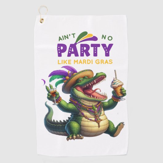 Happy Mardi Gras Alligator Golfhanddoek (Voorkant)