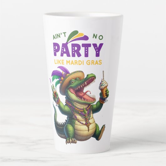 Happy Mardi Gras Alligator Latte Mok (Voorkant)
