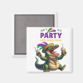 Happy Mardi Gras Alligator Magneet (Voorkant / Achterkant)
