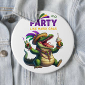 Happy Mardi Gras Alligator Ronde Button 6,0 Cm (In situ)