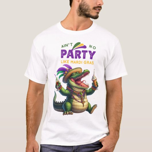 Happy Mardi Gras Alligator T-shirt (Voorkant)