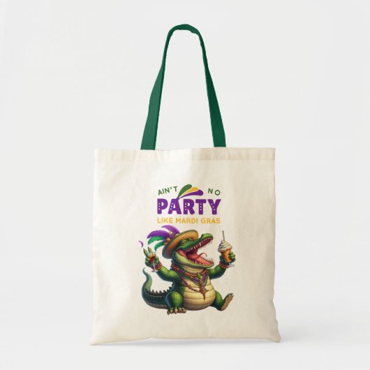 Happy Mardi Gras Alligator Tote Bag (Voorkant)
