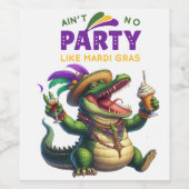 Happy Mardi Gras Alligator Wijn Etiket (Enkel label)