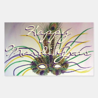 Happy Mardi Gras Bead Throws veters Rechthoekige Sticker