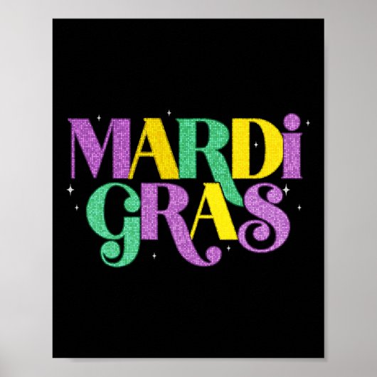 Happy Mardi Gras Carnaval Vet Dinsdag Fleur De Lis Poster (Voorkant)