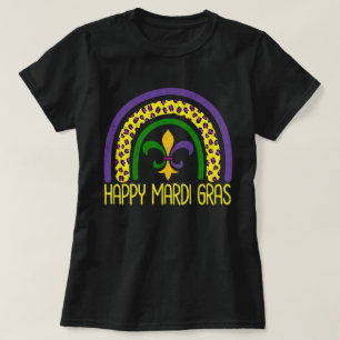 Happy Mardi Gras Cute Leopard Rainbow T-shirt