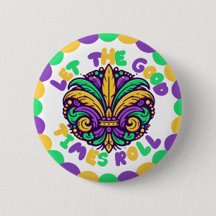 Happy Mardi Gras fleur-de-lis Ronde Button 5,7 Cm