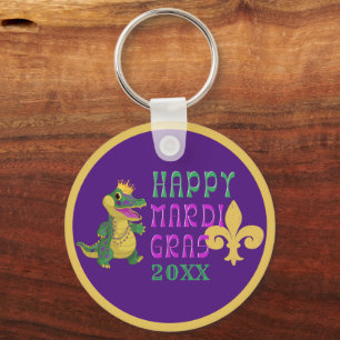 Happy Mardi Gras Gator King Sleutelhanger