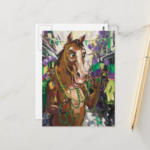 Happy Mardi Gras Horse Briefkaart