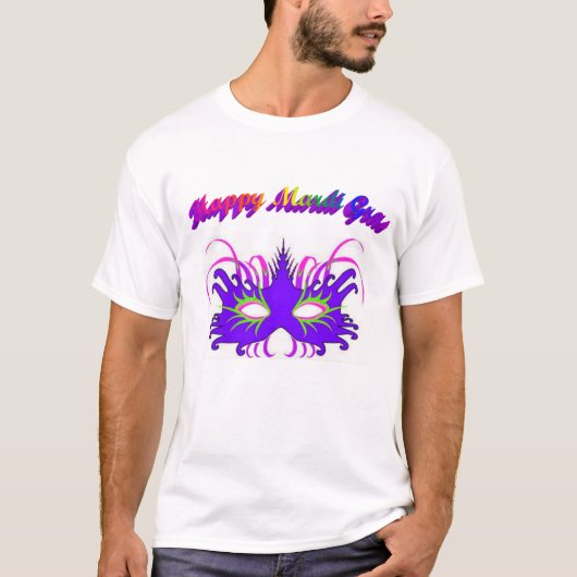 Happy Mardi Gras Mask T-Shirt (Voorkant)